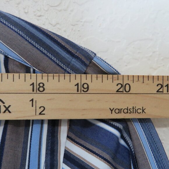 Bugatchi Uomo* Men's Long Sleeve Button Down Curved Hem Stripe Dress Shirt~Large - Picture 6 of 11